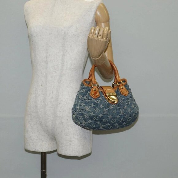 LOUIS VUITTON Monogram denim Preity Hand Bag Blue M95020 LV Auth 140355V - Picture 1 of 16